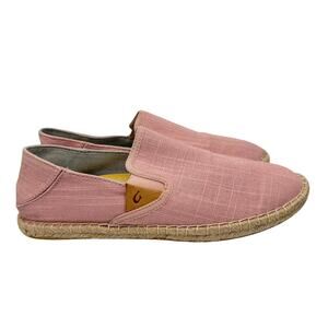 Olukai Kaula Pa'a Kapa linen shoes women's 8 pink slip on espadrille flat shoes